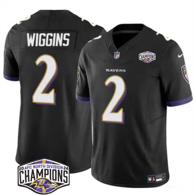 Men%27s Baltimore Ravens #2 Nate Wiggins Black F.U.S.E 2024 AFC North Division Champions Vapor Limited Jersey->philadelphia eagles->NFL Jersey